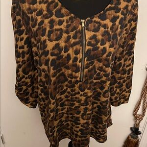 Wild Style Leopard Print Zip Blouse